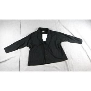 New Pact Organic Womens Jacket L Black Relaxed Airplane Blazer Sample